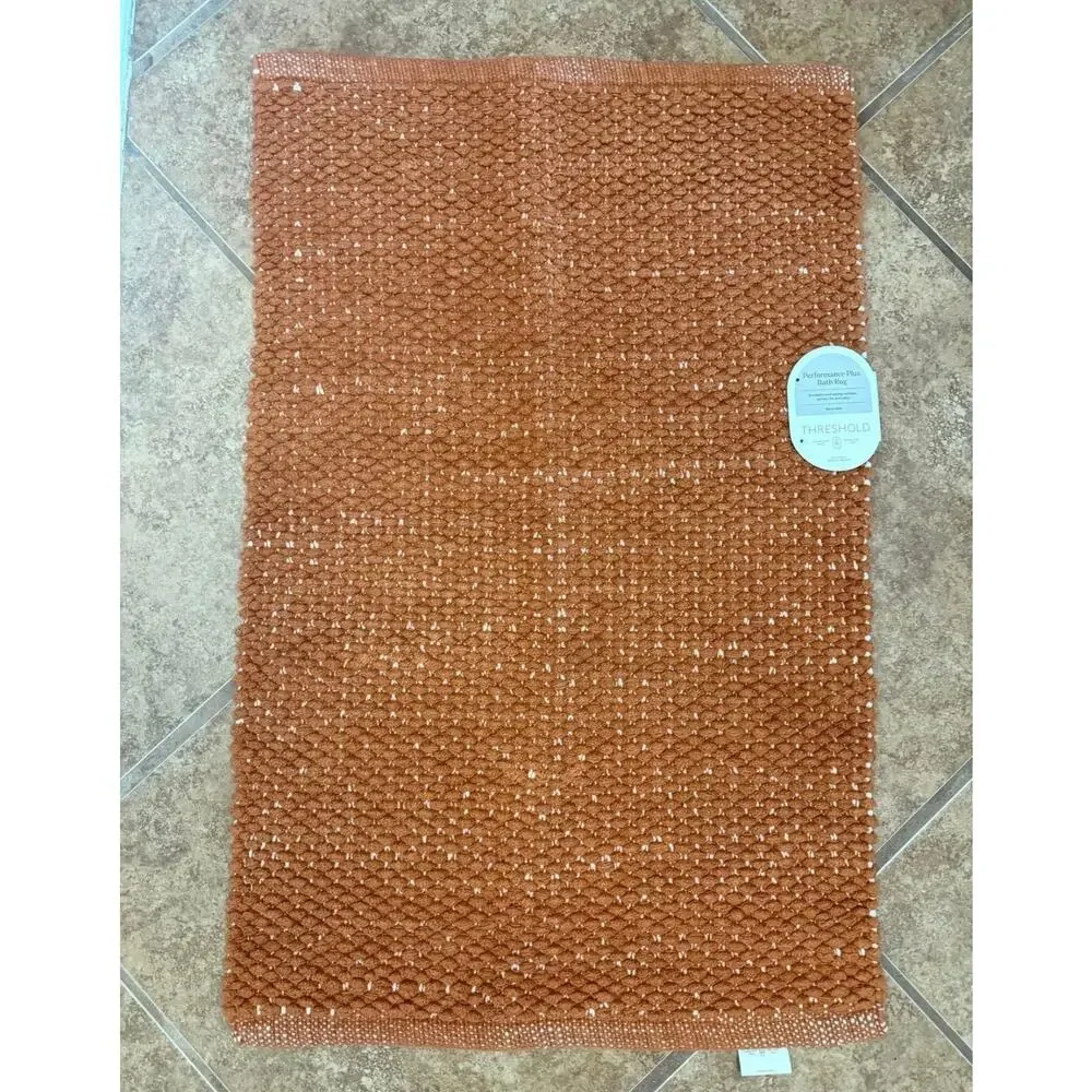 Threshold Performance Plus Bath Rug 20x30 Brown Textured Cotton Reversible